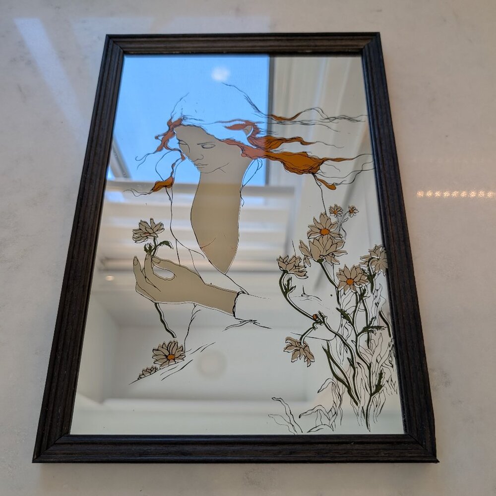 Vintage Susan Obrant - She Loves Me Art Nouveau Mirror Art